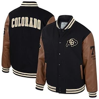 Men's Colosseum  Black Colorado Buffaloes Letterman Full-Snap Varsity Jacket