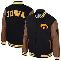 Men's Colosseum  Black Iowa Hawkeyes Letterman Full-Snap Varsity Jacket