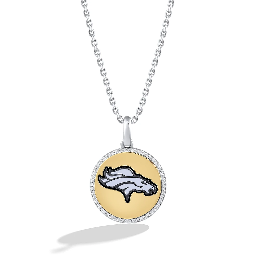 True Fan Denver Broncos 1/10 CT. T.W. Diamond Enamel Disc Necklace