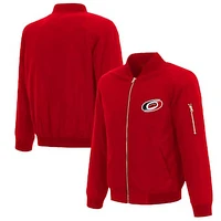Men's JH Design Red Carolina Hurricanes Nylon Bomber Full-Zip Jacket