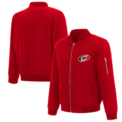 Men's JH Design Red Carolina Hurricanes Nylon Bomber Full-Zip Jacket