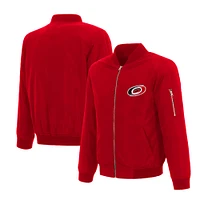 Men's JH Design Red Carolina Hurricanes Nylon Bomber Full-Zip Jacket