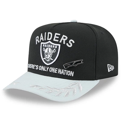Men's New Era Black/Silver Las Vegas Raiders 2025 NFL Draft On Stage A-Frame 59FIFTY Fitted Hat