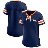 Women's Fanatics Navy Denver Broncos Bling Athena Jersey Style Lace-up T-Shirt