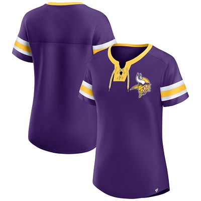 Women's Fanatics Purple Minnesota Vikings Bling Athena Jersey Style Lace-up T-Shirt