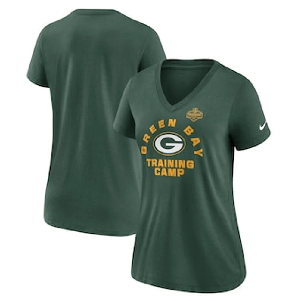 Women's Nike  Green Bay Packers 2022 Training Camp Tri-Blend V-Neck T-Shirt