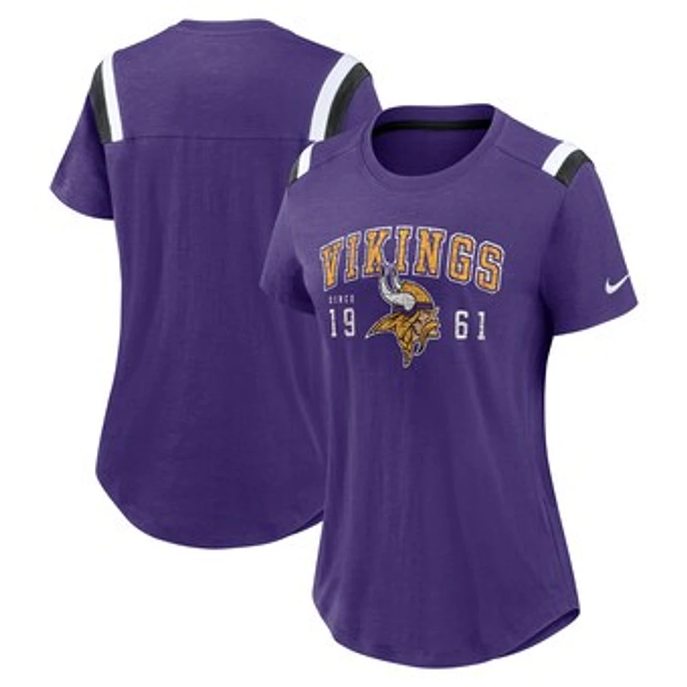 Women's Nike  Heather Purple Minnesota Vikings Prime Logo Slub Fashion T-Shirt