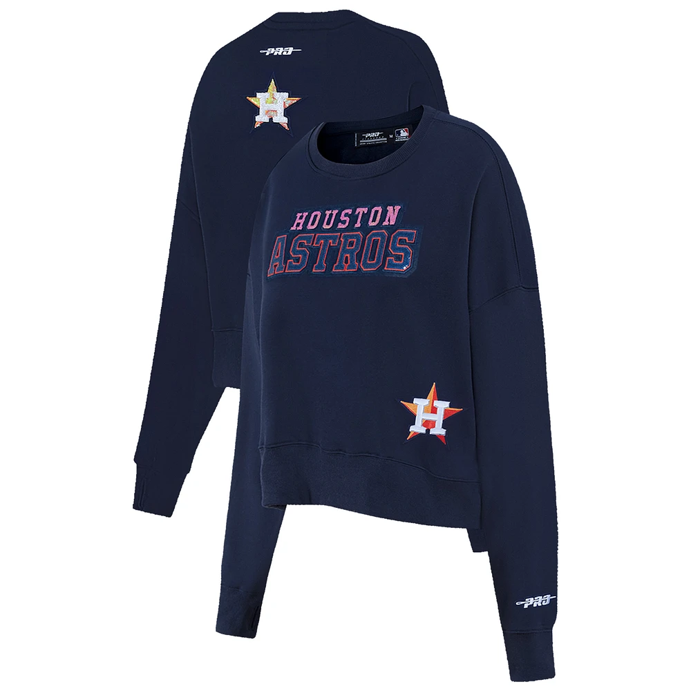 Women's Pro Standard Navy Houston Astros Game Day Classics Crewneck Pullover Sweatshirt