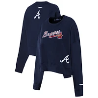 Women's Pro Standard Navy Atlanta Braves Game Day Classics Crewneck Pullover Sweatshirt