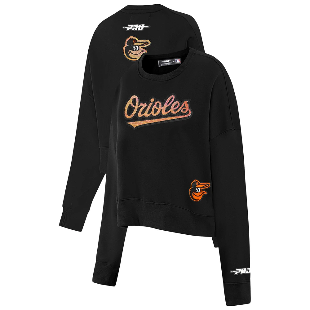 Women's Pro Standard Black Baltimore Orioles Game Day Classics Crewneck Pullover Sweatshirt