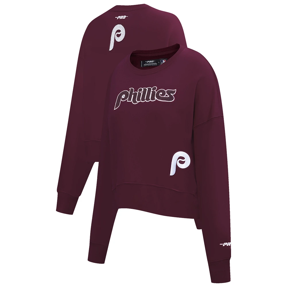 Women's Pro Standard Burgundy Philadelphia Phillies Game Day Classics Crewneck Pullover Sweatshirt