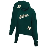 Women's Pro Standard  Green Athletics Game Day Classics Crewneck Pullover