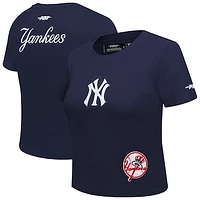 Women's Pro Standard  Navy New York Yankees Game Day Classics Baby Doll Cropped T-Shirt