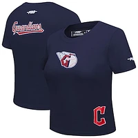 Women's Pro Standard  Navy Cleveland Guardians Game Day Classics Baby Doll Cropped T-Shirt