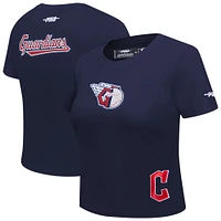 Women's Pro Standard  Navy Cleveland Guardians Game Day Classics Baby Doll Cropped T-Shirt