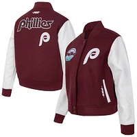 Women's Pro Standard Burgundy Philadelphia Phillies Game Day Classics Wool Varsity Jacket