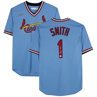 Ozzie Smith St. Louis Cardinals Autographed Light Blue Nike Cooperstown Collection Replica Jersey