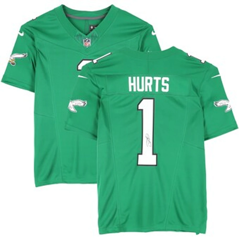 Jalen Hurts Philadelphia Eagles Autographed Throwback Kelly Green Nike Limited Jersey