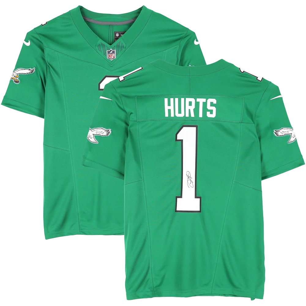 Jalen Hurts Philadelphia Eagles Autographed Throwback Kelly Green Nike Limited Jersey