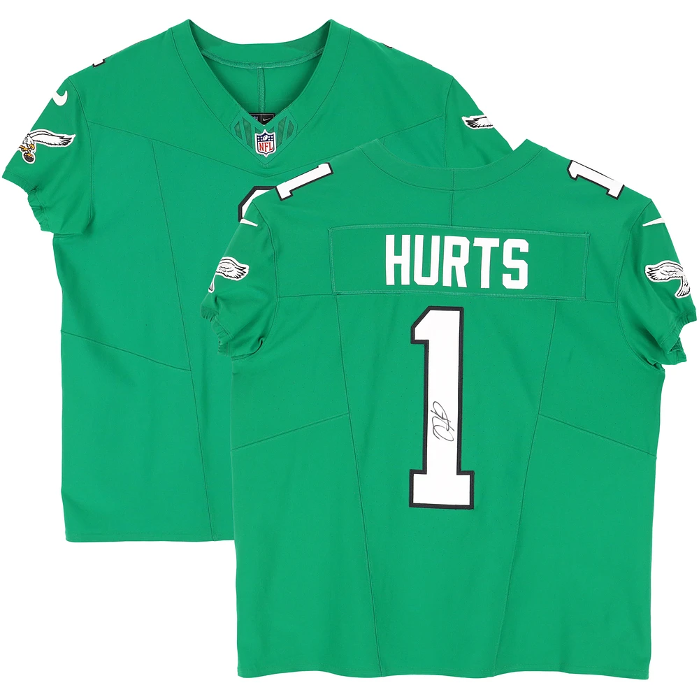 Jalen Hurts Philadelphia Eagles Autographed Throwback Kelly Green Nike Elite Jersey