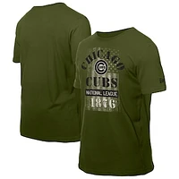 Men's New Era  Green Chicago Cubs Armed Forces T-Shirt