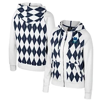 Women's Colosseum White Notre Dame Fighting Irish The Dealio Argyle Full-Zip Jacket