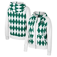 Women's Colosseum White Michigan State Spartans The Dealio Argyle Full-Zip Jacket