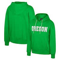 Women's Colosseum Green Oregon Ducks Reflection Rhinestone Drawcord Pullover Hoodie