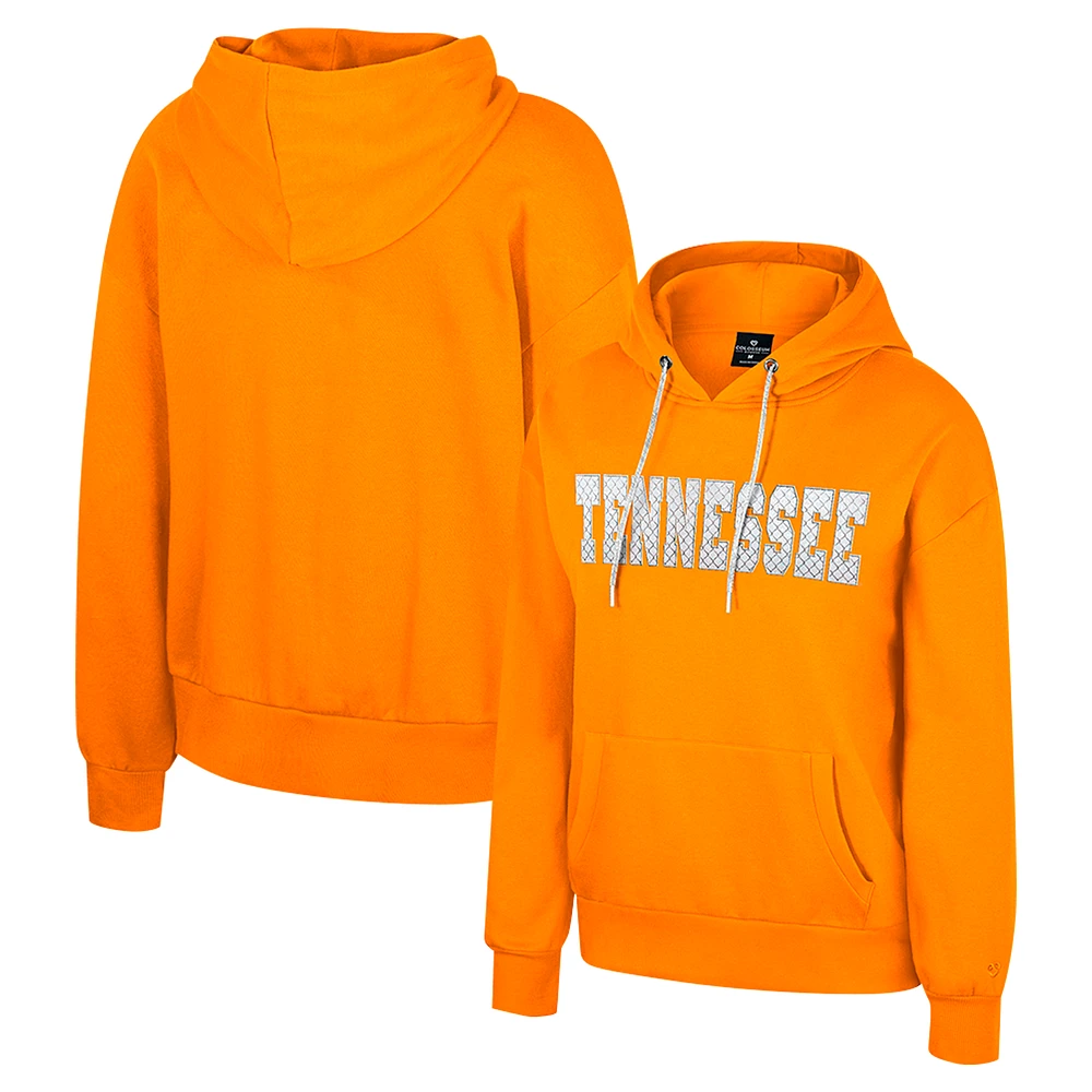 Women's Colosseum Tennessee Orange Volunteers Reflection Rhinestone Drawcord Pullover Hoodie