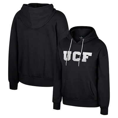 Women's Colosseum Black UCF Knights Reflection Rhinestone Drawcord Pullover Hoodie