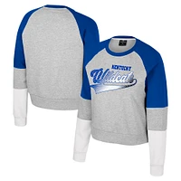 Women's Colosseum Heather Gray Kentucky Wildcats Katinka Rhinestone Scoop Neck Pullover Sweatshirt