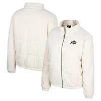 Women's Colosseum Cream Colorado Buffaloes So Hot Right Now Quilted Puffer Full-Zip Jacket