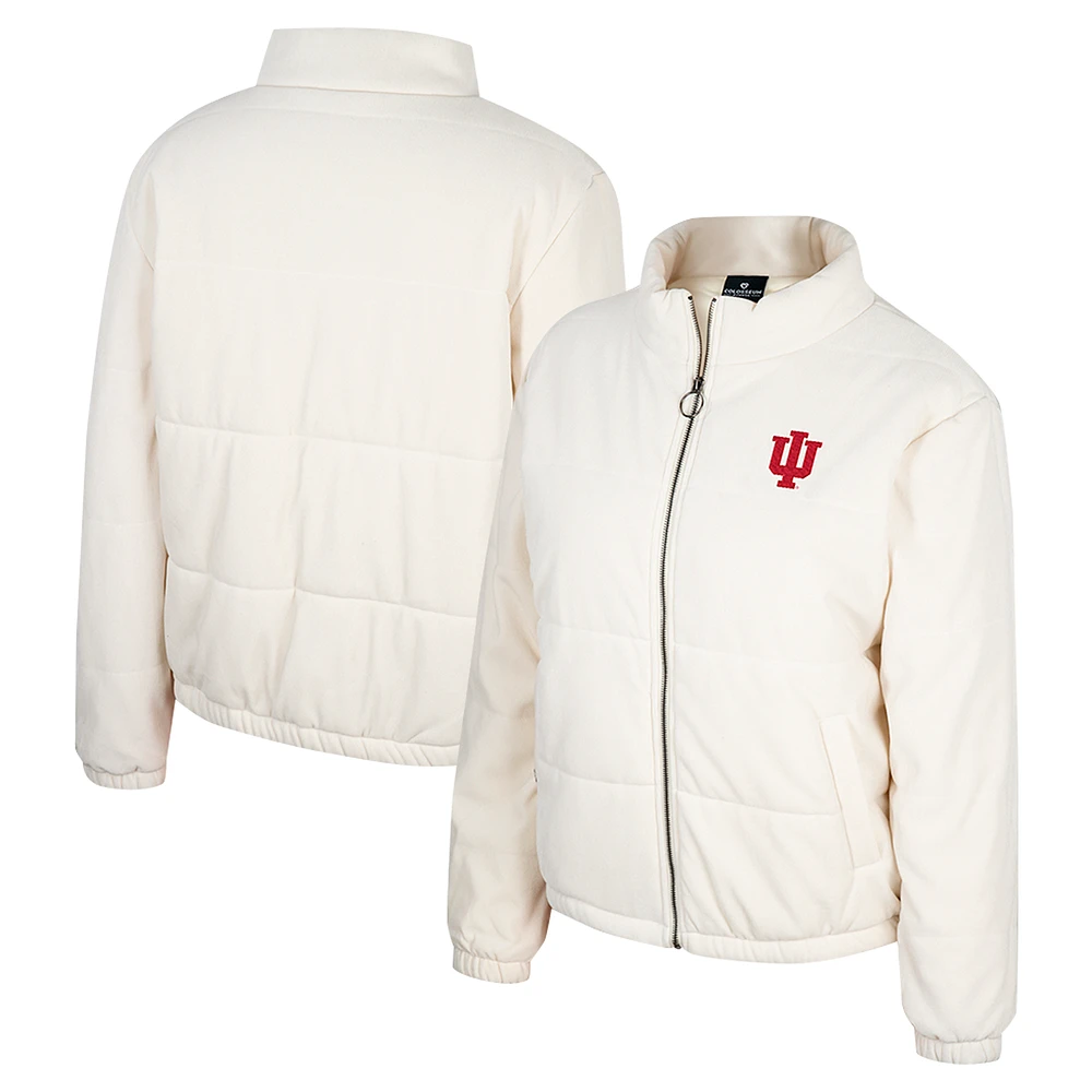 Women's Colosseum Cream Indiana Hoosiers So Hot Right Now Quilted Puffer Full-Zip Jacket