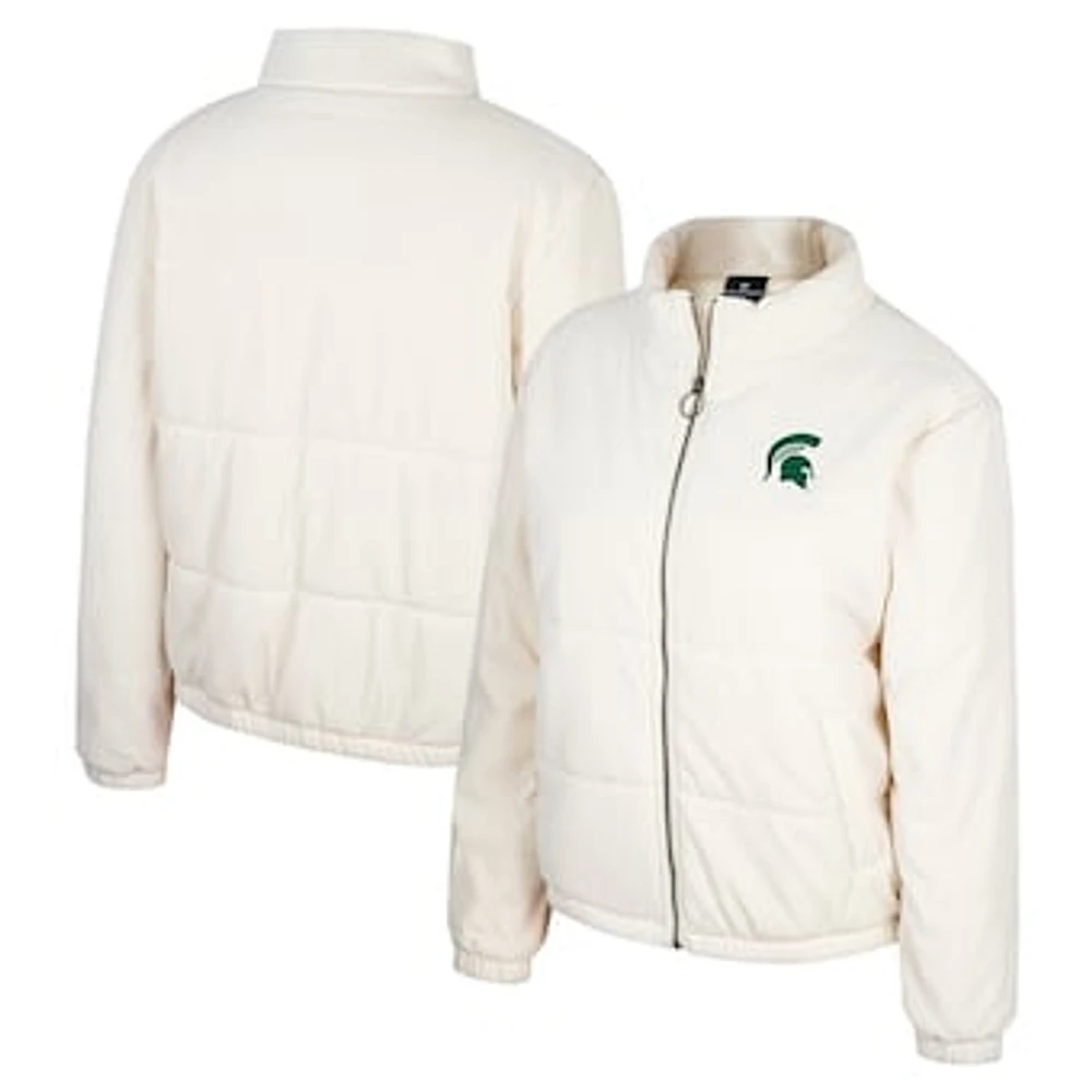 Women's Colosseum Cream Michigan State Spartans So Hot Right Now Quilted Puffer Full-Zip Jacket