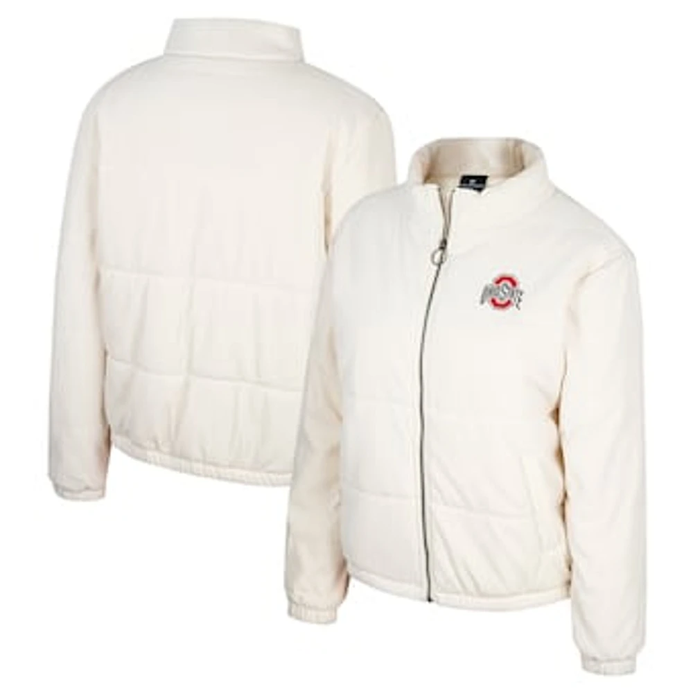 Women's Colosseum Cream Ohio State Buckeyes So Hot Right Now Quilted Puffer Full-Zip Jacket