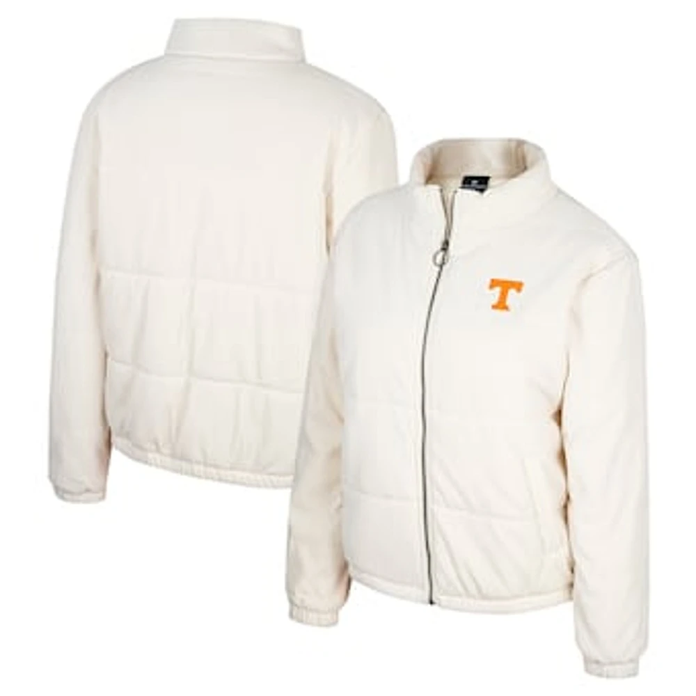 Women's Colosseum Cream Tennessee Volunteers So Hot Right Now Quilted Puffer Full-Zip Jacket