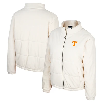 Women's Colosseum Cream Tennessee Volunteers So Hot Right Now Quilted Puffer Full-Zip Jacket