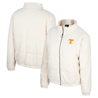 Women's Colosseum Cream Tennessee Volunteers So Hot Right Now Quilted Puffer Full-Zip Jacket