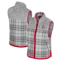 Women's Colosseum Gray Wisconsin Badgers Matilda Sherpa Plaid Full-Zip Vest