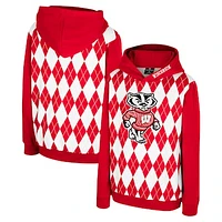 Youth Colosseum Red Wisconsin Badgers Argyle The Dealio Pullover Hoodie