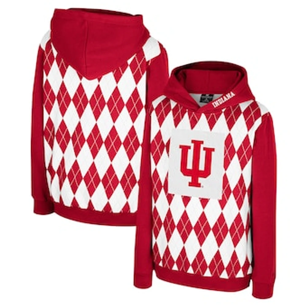 Youth Colosseum Crimson Indiana Hoosiers Argyle The Dealio Pullover Hoodie