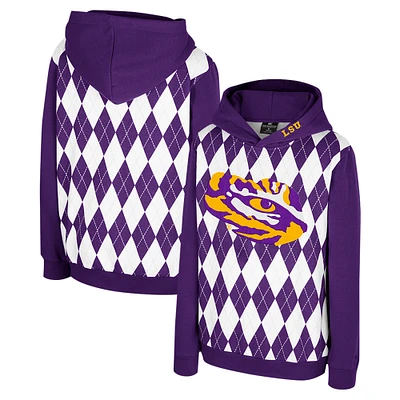 Youth Colosseum Purple LSU Tigers Argyle The Dealio Pullover Hoodie