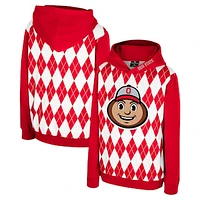 Youth Colosseum Scarlet Ohio State Buckeyes Argyle The Dealio Pullover Hoodie