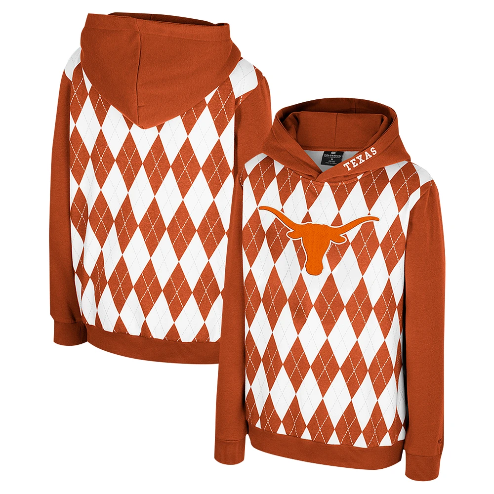 Youth Colosseum Texas Orange Longhorns Argyle The Dealio Pullover Hoodie