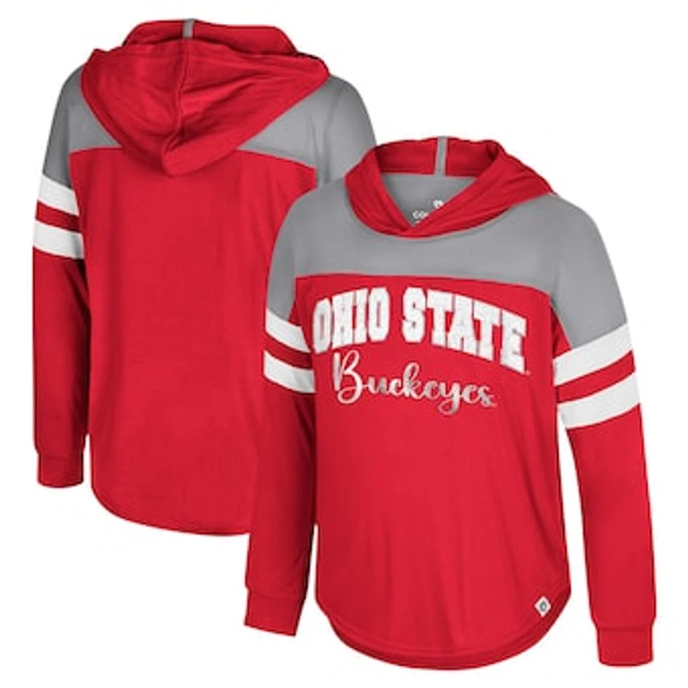 Girls Youth Colosseum Scarlet Ohio State Buckeyes Reflection Hoodie Long Sleeve T-Shirt