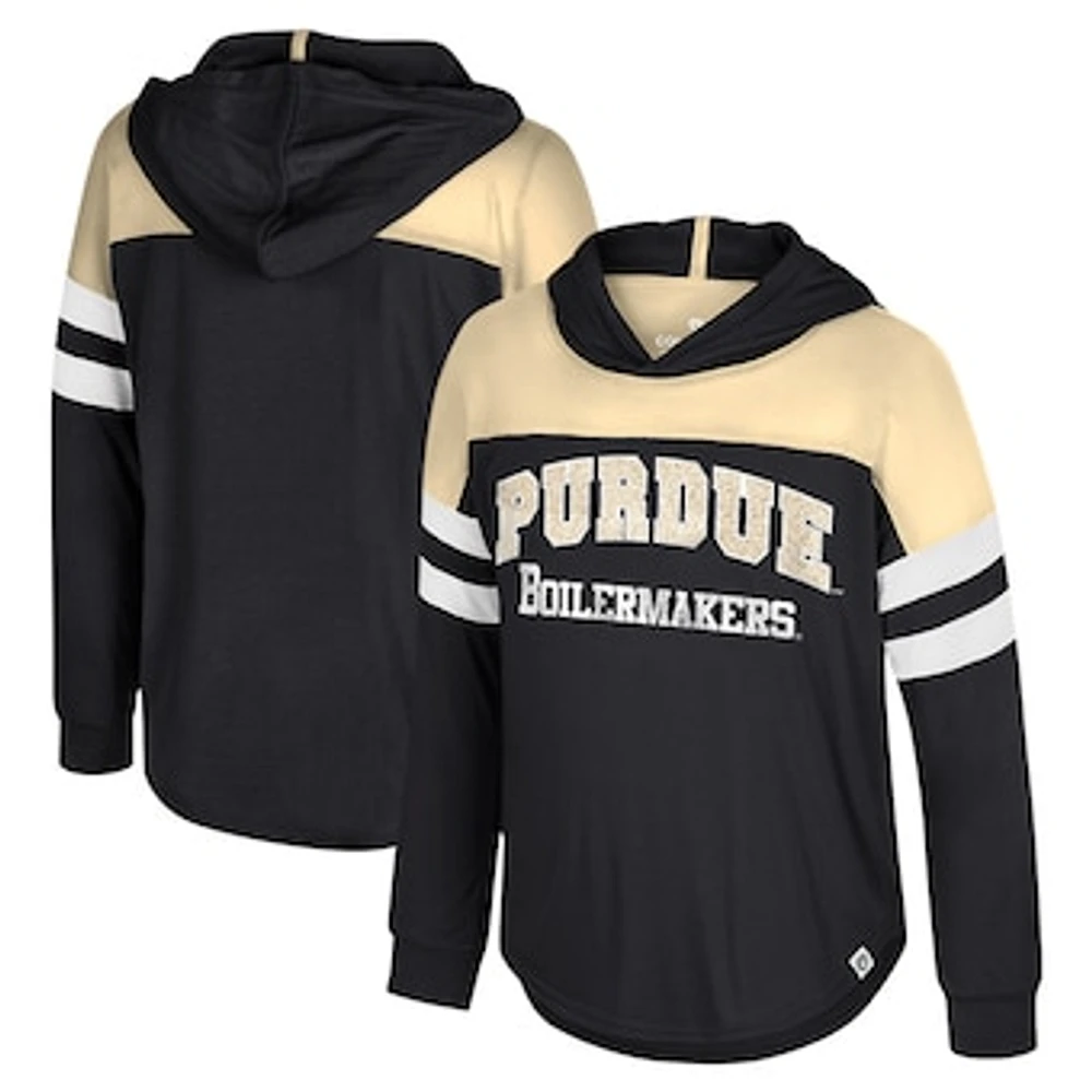 Girls Youth Colosseum Black Purdue Boilermakers Reflection Hoodie Long Sleeve T-Shirt