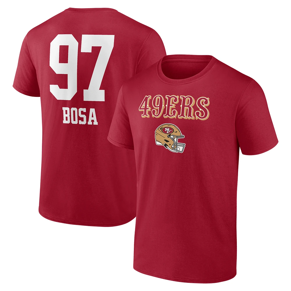 Men's Nick Bosa Scarlet San Francisco 49ers Name & Number Team Wordmark T-Shirt