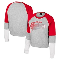 Girls Youth Colosseum Heather Gray Ohio State Buckeyes Katinka Rhinestone Pullover Sweatshirt