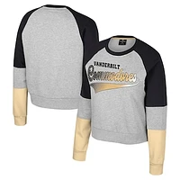 Girls Youth Colosseum Heather Gray Vanderbilt Commodores Katinka Rhinestone Pullover Sweatshirt