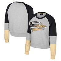 Girls Youth Colosseum Heather Gray Vanderbilt Commodores Katinka Rhinestone Pullover Sweatshirt